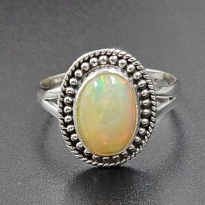 Ethiopian Opal Size US 9 925 Sterling Silver Ring (RS105-687)