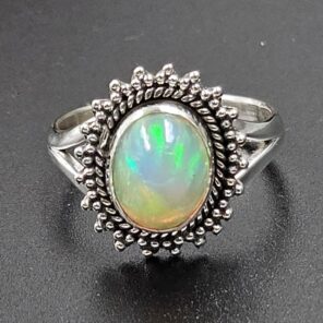 Ethiopian Opal Size US 9 925 Sterling Silver Ring (RS105-728)