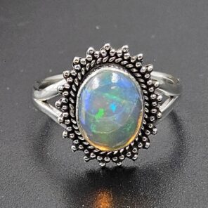 Ethiopian Opal Size US 10 925 Sterling Silver Ring (RS105-730)