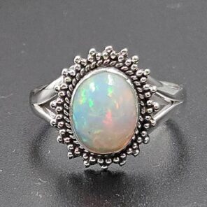 Ethiopian Opal Size US 9 925 Sterling Silver Ring (RS105-731)