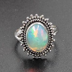Ethiopian Opal Size US 5 925 Sterling Silver Ring (RS105-736)