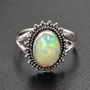 Ethiopian Opal Size US 9 925 Sterling Silver Ring (RS105-739)