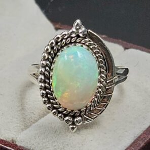 Ethiopian Opal Size US 9 925 Sterling Silver Ring (RS105-779)