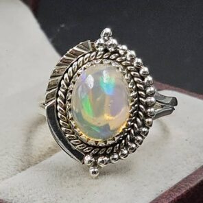 Ethiopian Opal Size US 10 925 Sterling Silver Ring (RS105-781)