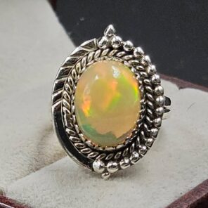 Ethiopian Opal Size US 8 925 Sterling Silver Ring (RS105-784)