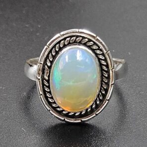 Ethiopian Opal Size US 10 925 Sterling Silver Ring (RS105-801)