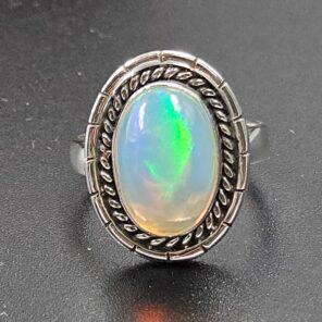 Ethiopian Opal Size US 6 925 Sterling Silver Ring (RS105-806)