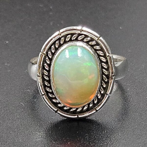 Ethiopian Opal Size US 6 925 Sterling Silver Ring (RS105-807)