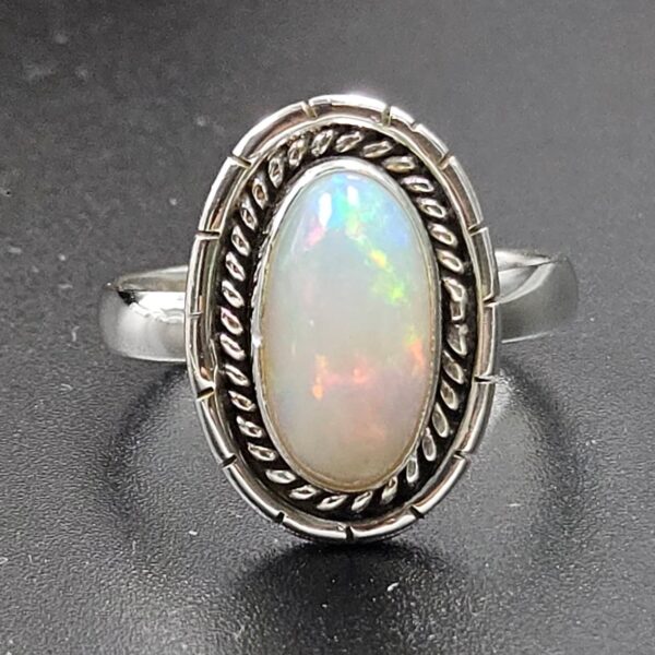 Ethiopian Opal Size US 9 925 Sterling Silver Ring (RS105-816)