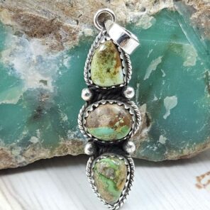 Sonoran Gold Turquoise 925 Sterling Silver Pendant (REXT38-149)