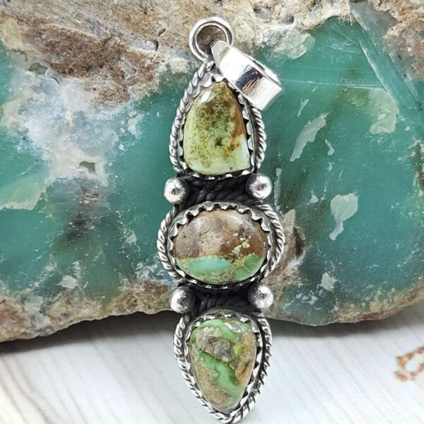 Sonoran Gold Turquoise 925 Sterling Silver Pendant (REXT38-149)