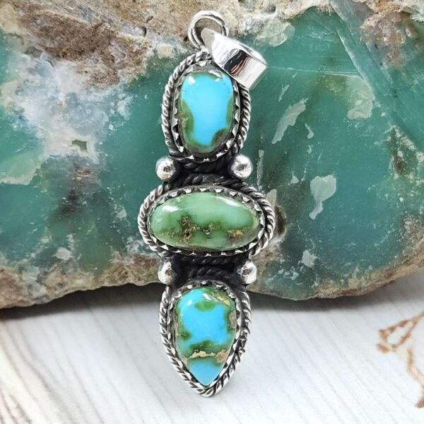 Sonoran Gold Turquoise 925 Sterling Silver Pendant (REXT38-155)