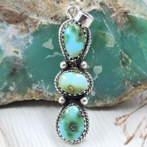 Sonoran Gold Turquoise 925 Sterling Silver Pendant (REXT38-157)