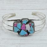 Eagle Carved Cotton Candy Turquoise 925 Silver Bangle (REXT38-72)