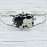Sheep Carved White Buffalo Turquoise 925 Silver Bangle (REXT38-104)