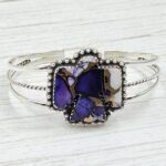 Eagle Carved Purple Mohave Turquoise 925 Silver Bangle (REXT38-96)