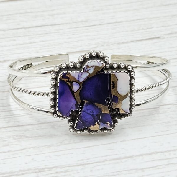Eagle Carved Purple Mohave Turquoise 925 Silver Bangle (REXT38-96)