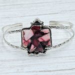 Eagle Carved Red Rose Dahlia Turquoise 925 Silver Bangle (REXT38-92)