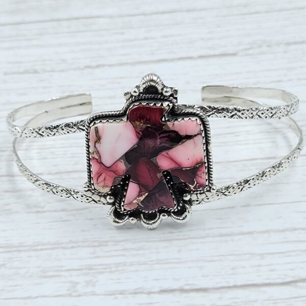 Eagle Carved Red Rose Dahlia Turquoise 925 Silver Bangle (REXT38-92)