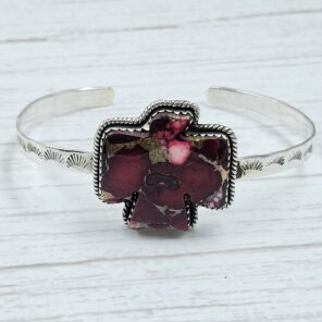 Eagle Carved Red Rose Dahlia Turquoise 925 Silver Bangle (REXT38-91)
