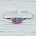 Cotton Candy Turquoise 925 Sterling Silver Bangle (RS65-114)