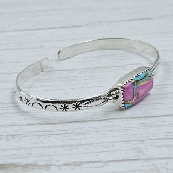Cotton Candy Turquoise 925 Sterling Silver Bangle (RS65-114) - Image 2