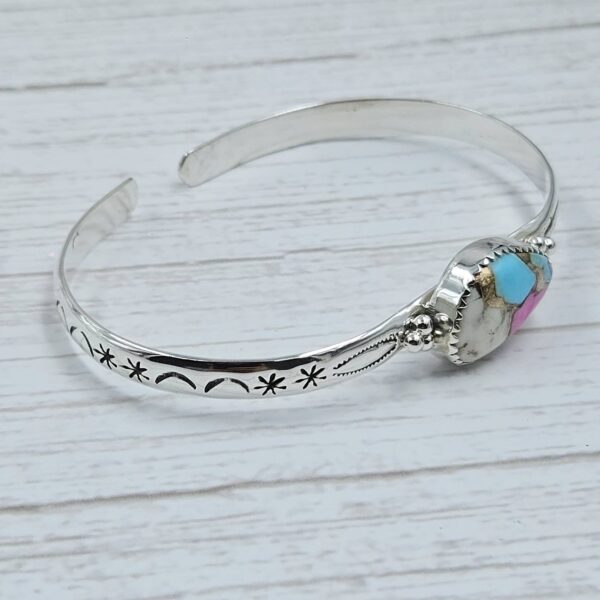 Cotton Candy Turquoise 925 Sterling Silver Bangle (RS65-115) - Image 2