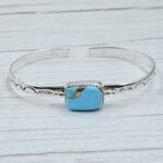 Cotton Candy Turquoise 925 Sterling Silver Bangle (RS65-117)