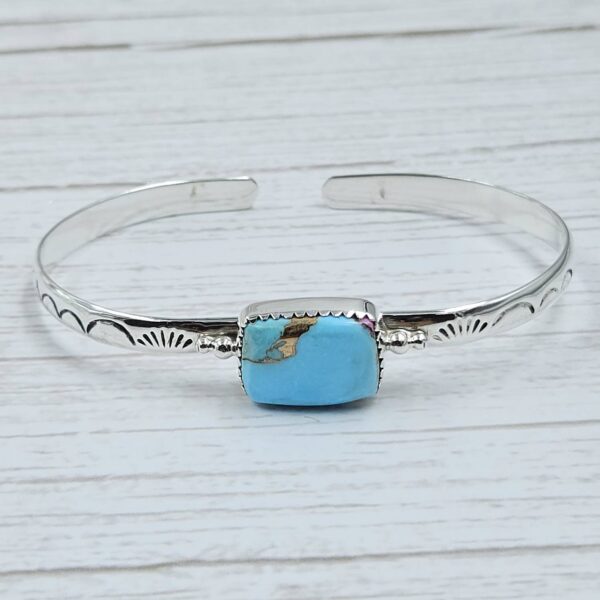 Cotton Candy Turquoise 925 Sterling Silver Bangle (RS65-117)