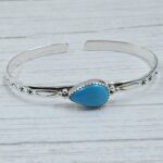 Kingman Turquoise 925 Sterling Silver Bangle (RS65-163)