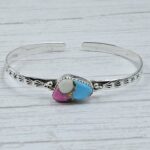 Cotton Candy Turquoise 925 Sterling Silver Bangle (RS65-118)