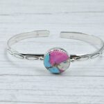 Cotton Candy Turquoise 925 Sterling Silver Bangle (RS65-119)