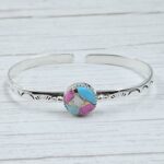 Cotton Candy Turquoise 925 Sterling Silver Bangle (RS65-120)