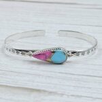 Cotton Candy Turquoise 925 Sterling Silver Bangle (RS65-121)
