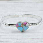 Cotton Candy Turquoise 925 Sterling Silver Bangle (RS65-122)