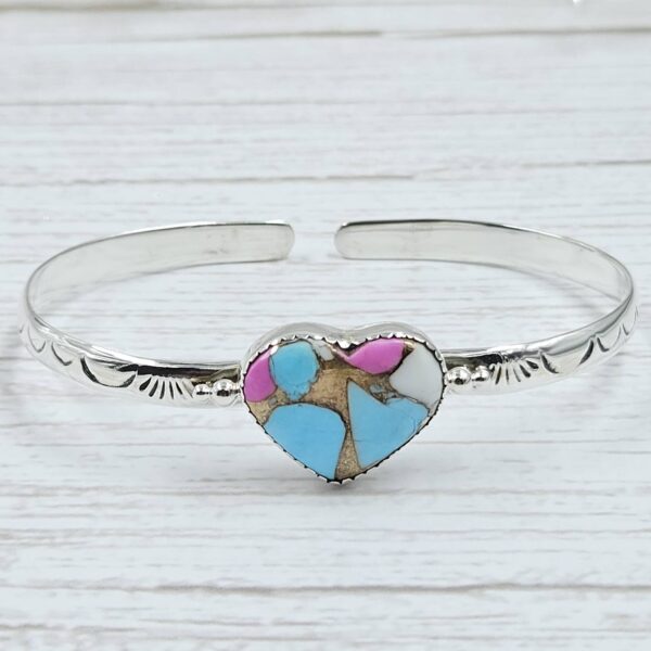 Cotton Candy Turquoise 925 Sterling Silver Bangle (RS65-122)
