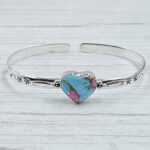 Cotton Candy Turquoise 925 Sterling Silver Bangle (RS65-123)