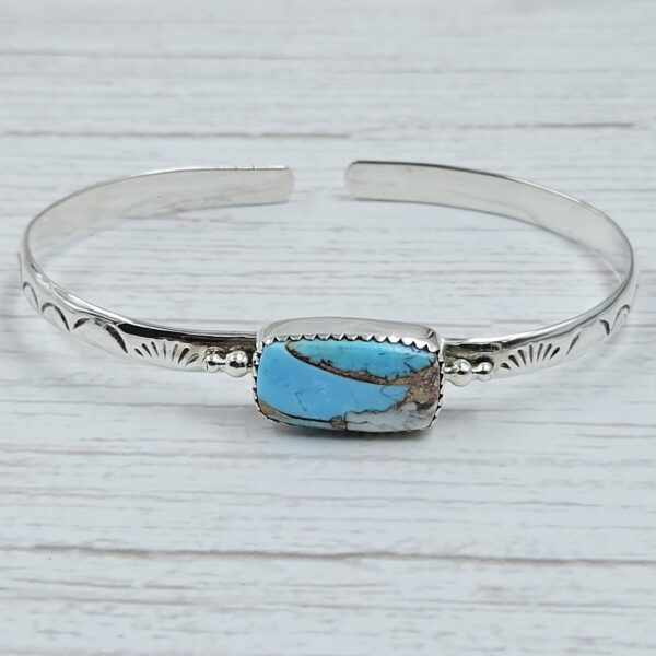 Cotton Candy Turquoise 925 Sterling Silver Bangle (RS65-124)