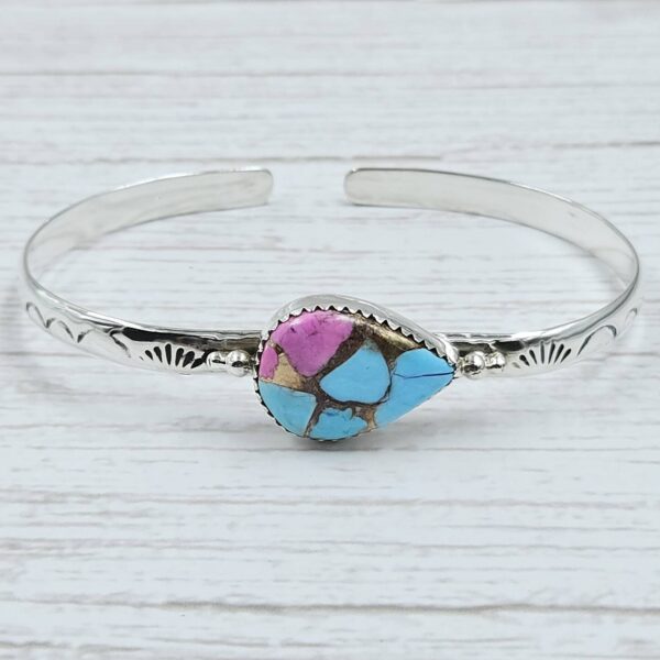 Cotton Candy Turquoise 925 Sterling Silver Bangle (RS65-125)