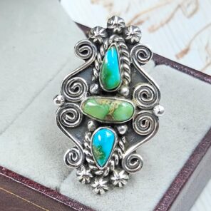 Sonoran Gold Turquoise 925 Sterling Silver Adjustable Ring (REXT6-129)