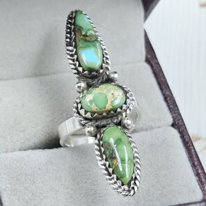 Sonoran Gold Turquoise Adjustable 925 Sterling Silver Ring (REXT38-144)