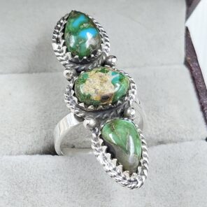 Sonoran Gold Turquoise Adjustable 925 Sterling Silver Ring (REXT38-143)