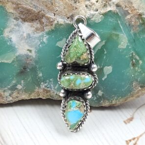 Sonoran Gold Turquoise 925 Sterling Silver Pendant (REXT38-148)