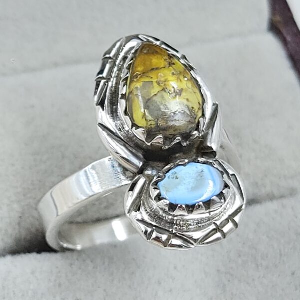 Golden Hills Turquoise Adjustable 925 Sterling Silver Ring (REXT38-135) - Image 2