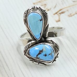 Golden Hills Turquoise Adjustable 925 Sterling Silver Ring (REXT38-134)