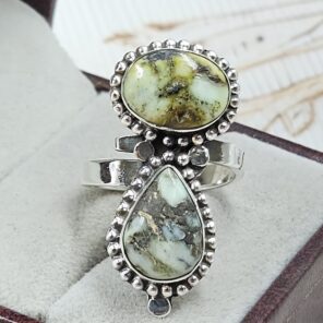 Sonoran Gold Turquoise Adjustable 925 Sterling Silver Ring (REXT38-138)