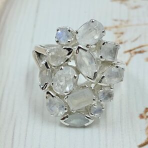 Rainbow Moonstone 925 Sterling Silver Ring (REXT6-133)