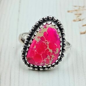 Sea Sediment Jasper Size US 8 925 Sterling Silver Ring (REXT114-66)
