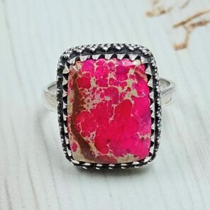 Sea Sediment Jasper Size US 7 925 Sterling Silver Ring (REXT114-67)
