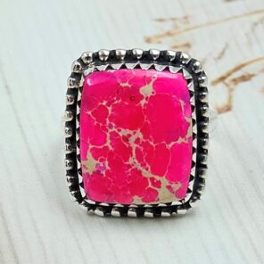 Sea Sediment Jasper Size US 6 925 Sterling Silver Ring (REXT114-77)